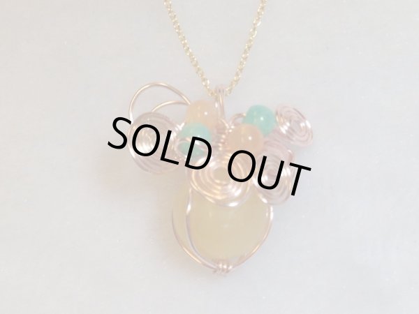 画像2: 京都・パワーストーン・ワイヤーアート、ペンダントトップ、アラゴナイトインカローズ【伏見の京屋】 (2)