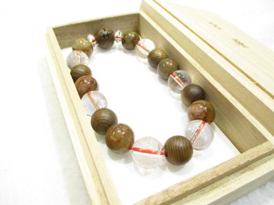 画像3: パワーストーン・京都/【日本の神様】【天之御中主神(あめのみなかぬしのかみ)】彫刻【神代杉】【ピーターサイト】【ヒマラヤ産本水晶】【そろばん珠本水晶】ブレスレット、桐箱付き【伏見の京屋】