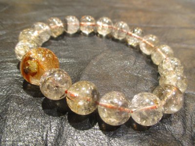 画像2: パワーストーン・京都/【高品質１点もの】【地上最強レベルの組み合わせ】【最強金運・財運・事業運・霊力開花】【オレンジルチルクォーツ】親玉１５ｍｍ【ブラックスーパーセブン】ブレスレット、桐箱付き【天然石の京屋】