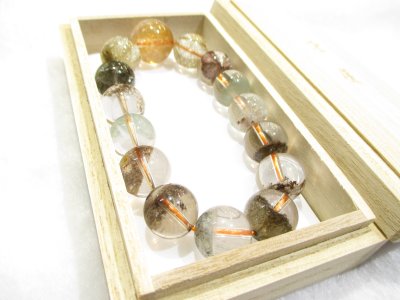 画像3: パワーストーン・京都/【高品質１点もの】【地上最強レベルの組み合わせ】【最強金運・財運・事業運】【オレンジルチルクォーツ】親玉１７、５ｍｍ【シルバークォーツ】【スモーキーミックスガーデンファントム】ブレスレット、桐箱付き【天然石の京屋】