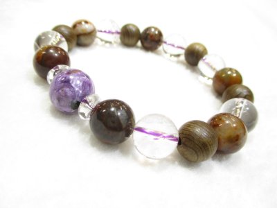 画像2: パワーストーン・京都/【癒し・夢・強力波動・健康】【チャロアイト】【神代杉】【ピーターサイト】【ヒマラヤ産本水晶】【そろばん珠本水晶】ブレスレット桐箱付き【伏見の京屋】