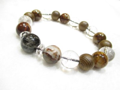 画像2: パワーストーン・京都/【勝負・夢・強力波動・健康】【ブラックルチルクォーツ】【神代杉】【ピーターサイト】【ヒマラヤ産本水晶】【そろばん珠本水晶】ブレスレット桐箱付き【伏見の京屋】