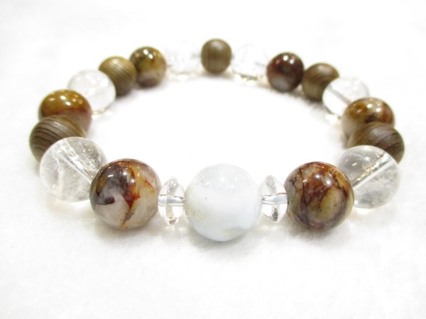 画像1: パワーストーン・京都/【癒し・夢・強力波動・健康】【ラリマー】【神代杉】【ピーターサイト】【ヒマラヤ産本水晶】【そろばん珠本水晶】ブレスレット桐箱付き【伏見の京屋】 (1)