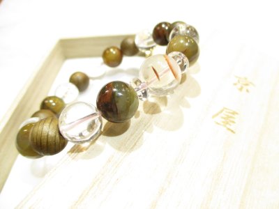 画像2: パワーストーン・京都/【人間関係・夢・強力波動・健康】【rレッド・ホワイトファントム・クォーツ】【神代杉】【ピーターサイト】【ヒマラヤ産本水晶】【そろばん珠本水晶】ブレスレット桐箱付き【伏見の京屋】