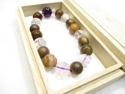 画像3: パワーストーン・京都/【直感力・夢・強力波動・健康】【ウルグアイ産アメジスト】【神代杉】【ピーターサイト】【ヒマラヤ産本水晶】【そろばん珠本水晶】ブレスレット桐箱付き【伏見の京屋】