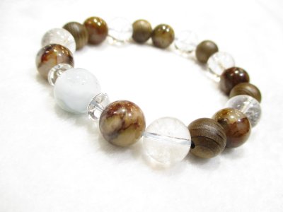 画像2: パワーストーン・京都/【癒し・夢・強力波動・健康】【ラリマー】【神代杉】【ピーターサイト】【ヒマラヤ産本水晶】【そろばん珠本水晶】ブレスレット桐箱付き【伏見の京屋】