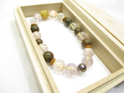 画像3: パワーストーン・京都/【事業運・財運・覚醒・霊力開花・強力エネルギー・全てを好転】【ゴールドルチルクォーツ（金針水晶）】【エクロジャイト】【ギベオン(鉄質メテオライト隕石)】【天竺菩提樹】【沈香】ブレスレット、桐箱付き【天然石の京屋】